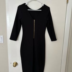 Black body-con Express dress in side small with gold zipper